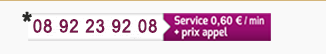 08 92 23 92 08 — Service 0,60 € / min + prix appel
